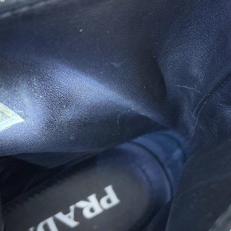 プラダ ブーツ モノリス ポーチ付 レザー Re-Nylon コンバットブーツ レディースサイズ37 2/1 1T255M PRADA 靴 黒