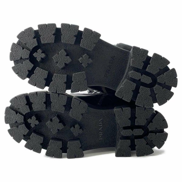 プラダ ロングブーツ モノリス ポーチ付 コンバットブーツ レディースサイズ37 2/1 PRADA 靴 黒