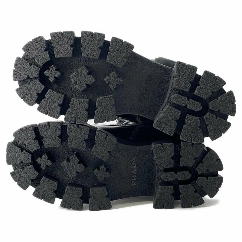 プラダ ロングブーツ モノリス ポーチ付 コンバットブーツ レディースサイズ37 2/1 PRADA 靴 黒