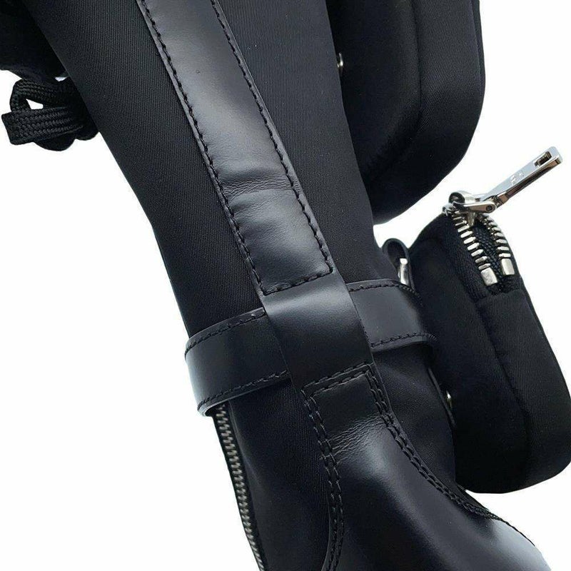 プラダ ロングブーツ モノリス ポーチ付 コンバットブーツ レディースサイズ37 2/1 PRADA 靴 黒