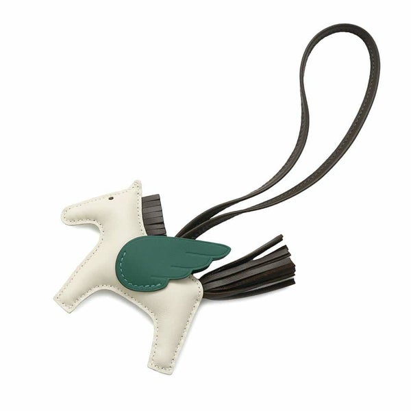 エルメス バッグチャーム ロデオPM ペガサス クレ/ショコラ/ヴェールモワイヤン ラムスキン/スイフト W刻印