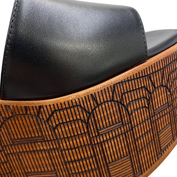 エルメス サンダル イリュージョン 35 レザー レディースサイズ35 HERMES 靴 黒