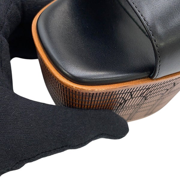 エルメス サンダル イリュージョン 35 レザー レディースサイズ35 HERMES 靴 黒