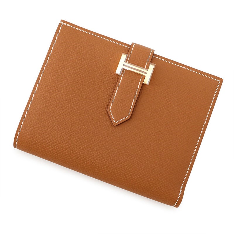 エルメス 二つ折り財布 ベアンコンパクト ゴールド/ゴールド金具 エプソン B刻印 財布