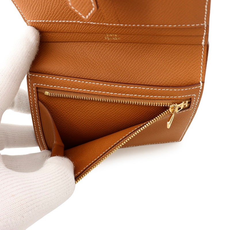 エルメス 二つ折り財布 ベアンコンパクト ゴールド/ゴールド金具 エプソン B刻印 財布