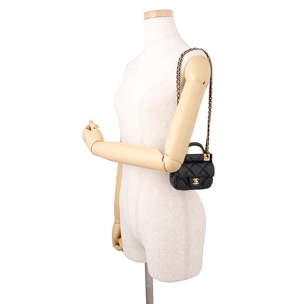 シャネル チェーンショルダーバッグ マトラッセ ココマーク ラムスキン AP2271 CHANEL 黒