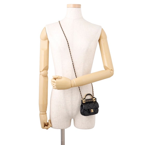 シャネル チェーンショルダーバッグ マトラッセ ココマーク ラムスキン AP2271 CHANEL 黒