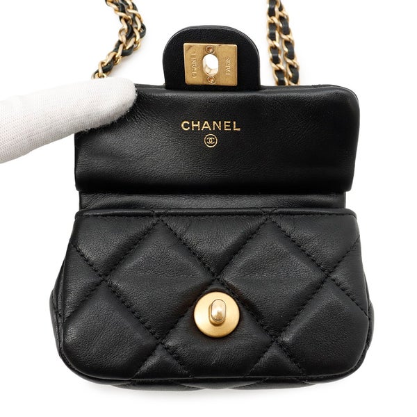 シャネル チェーンショルダーバッグ マトラッセ ココマーク ラムスキン AP2271 CHANEL 黒