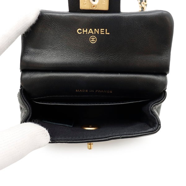 シャネル チェーンショルダーバッグ マトラッセ ココマーク ラムスキン AP2271 CHANEL 黒