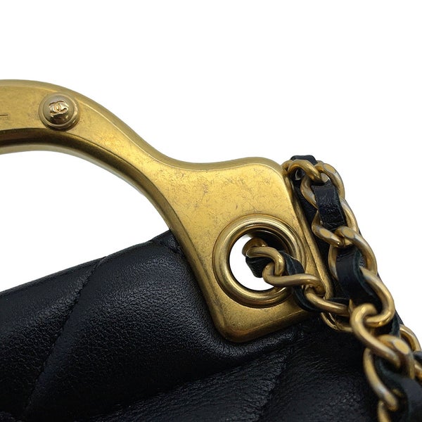 シャネル チェーンショルダーバッグ マトラッセ ココマーク ラムスキン AP2271 CHANEL 黒