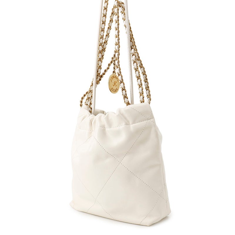シャネル ハンドバッグ CHANEL 22 ミニ ココマーク シャイニーカーフレザー AS3980 CHANEL 2wayショルダーバッグ 白