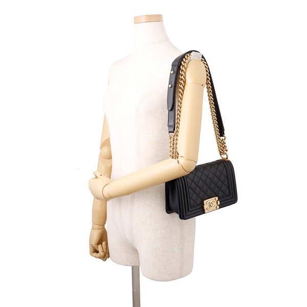 シャネル チェーンショルダーバッグ ボーイシャネル スモール マトラッセ ココマーク A67085 BOY CHANEL バッグ 黒
