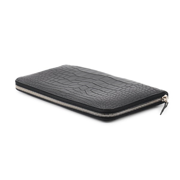 エルメス 長財布 アザップ クラシック ロングウォレット ブラック/シルバー金具 アリゲーターマット X刻印 黒
