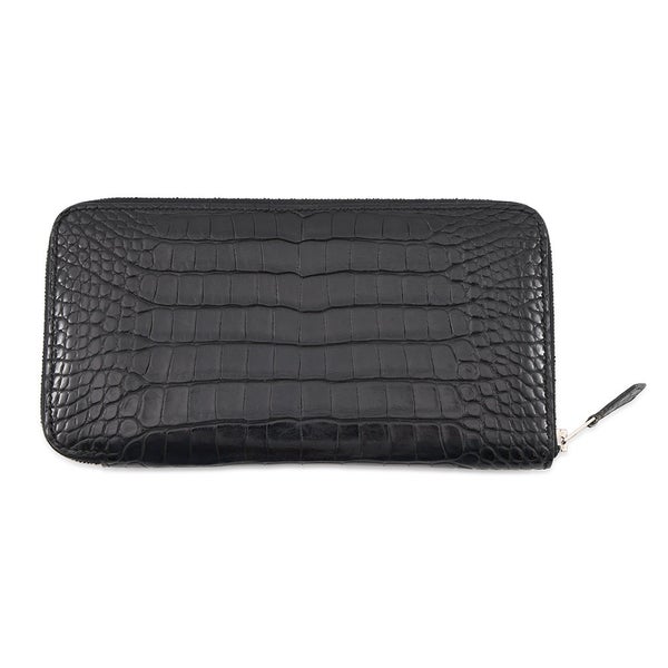 エルメス 長財布 アザップ クラシック ロングウォレット ブラック/シルバー金具 アリゲーターマット X刻印 黒