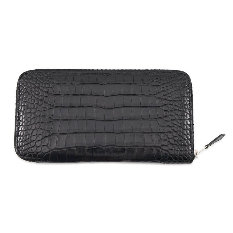 エルメス 長財布 アザップ クラシック ロングウォレット ブラック/シルバー金具 アリゲーターマット X刻印 黒