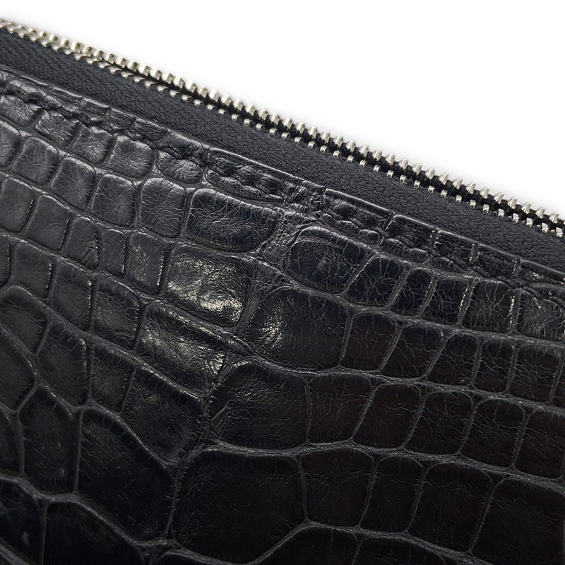 エルメス 長財布 アザップ クラシック ロングウォレット ブラック/シルバー金具 アリゲーターマット X刻印 黒