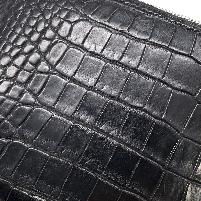 エルメス 長財布 アザップ クラシック ロングウォレット ブラック/シルバー金具 アリゲーターマット X刻印 黒