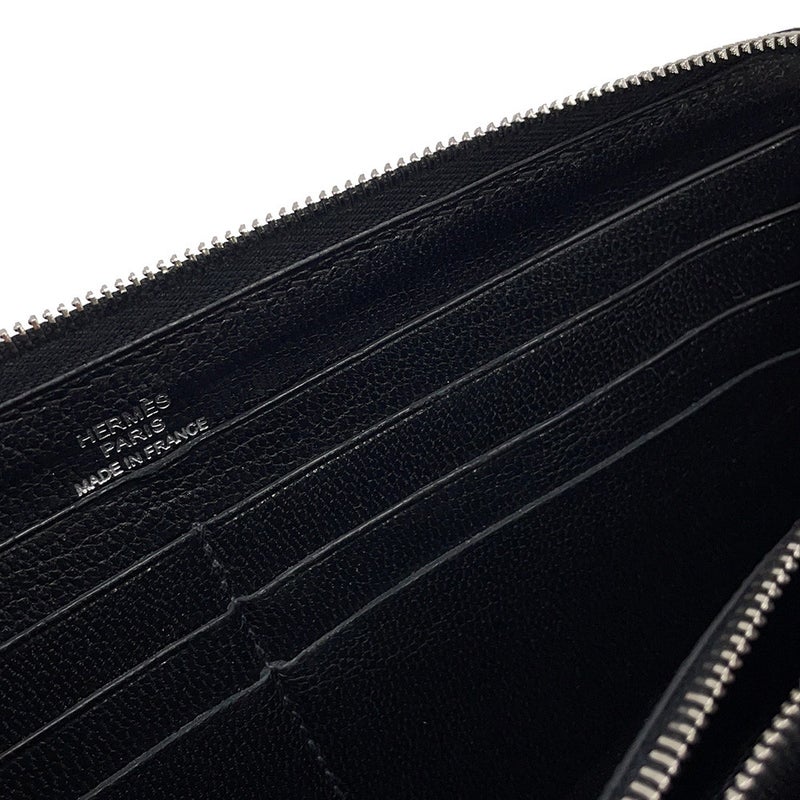 エルメス 長財布 アザップ クラシック ロングウォレット ブラック/シルバー金具 アリゲーターマット X刻印 黒