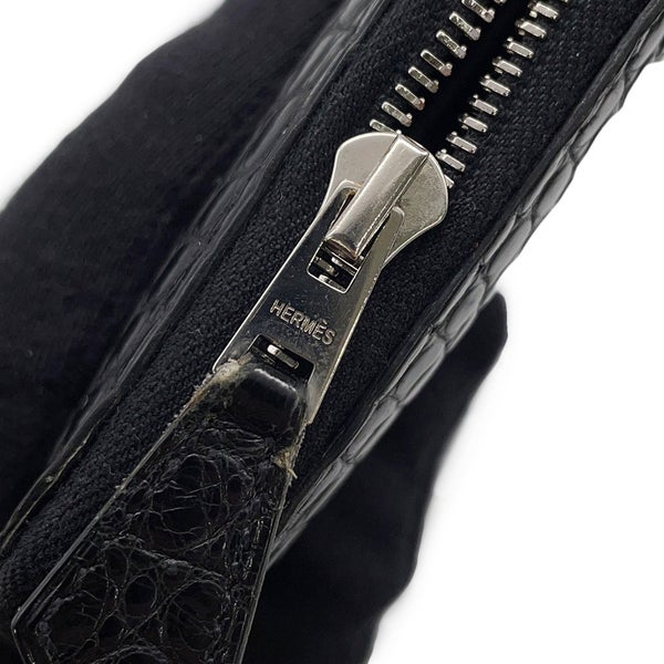 エルメス 長財布 アザップ クラシック ロングウォレット ブラック/シルバー金具 アリゲーターマット X刻印 黒