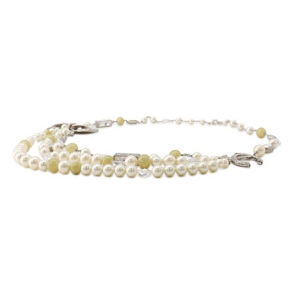 シャネル ネックレス ココマーク リボンモチーフ ラインストーン フェイクパール 08 P CHANEL アクセサリー