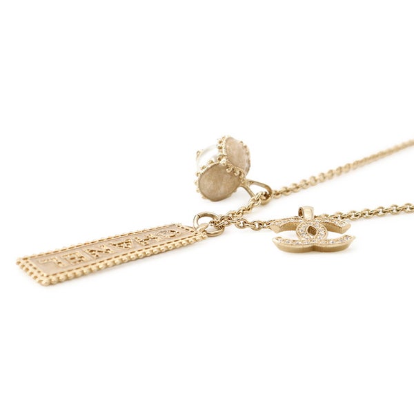 シャネル ネックレス ココマーク ラインストーン フェイクパール  ロゴ F23 K ABC199 CHANEL アクセサリー