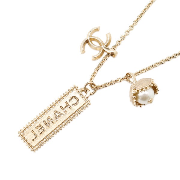 シャネル ネックレス ココマーク ラインストーン フェイクパール  ロゴ F23 K ABC199 CHANEL アクセサリー