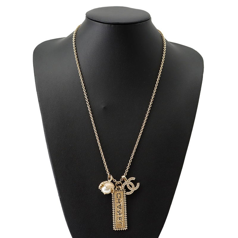 シャネル ネックレス ココマーク ラインストーン フェイクパール  ロゴ F23 K ABC199 CHANEL アクセサリー