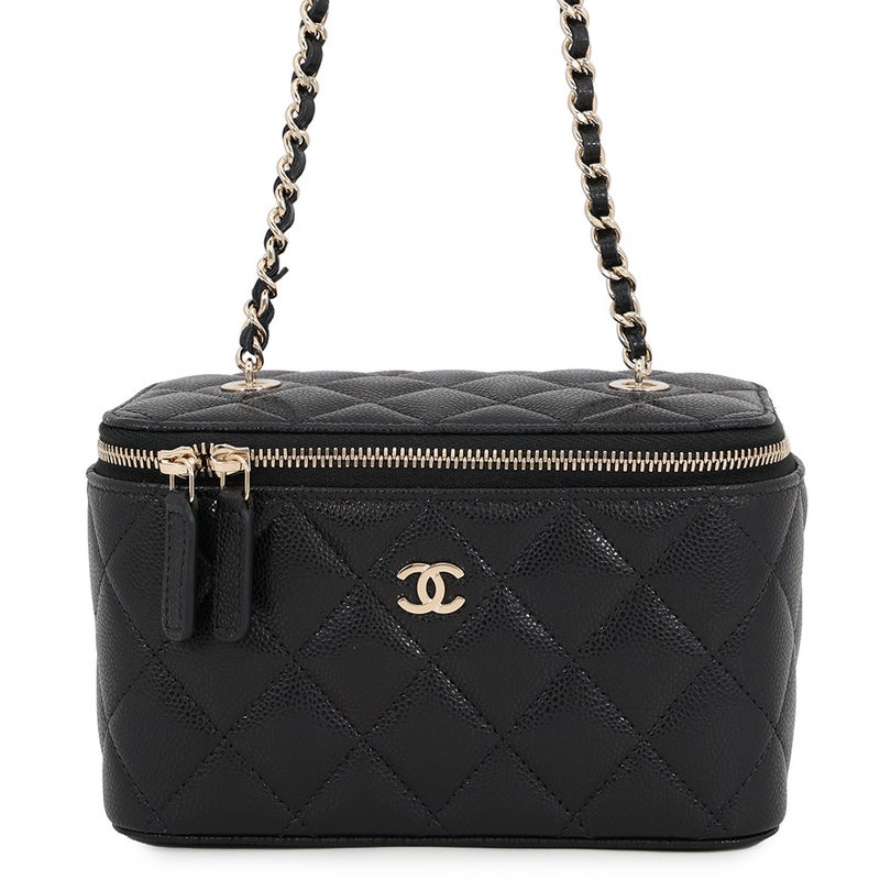 シャネル チェーンショルダーバッグ バニティケース ココマーク マトラッセ キャビアスキン AP1341 CHANEL 黒