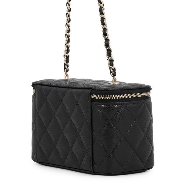 シャネル チェーンショルダーバッグ バニティケース ココマーク マトラッセ キャビアスキン AP1341 CHANEL 黒