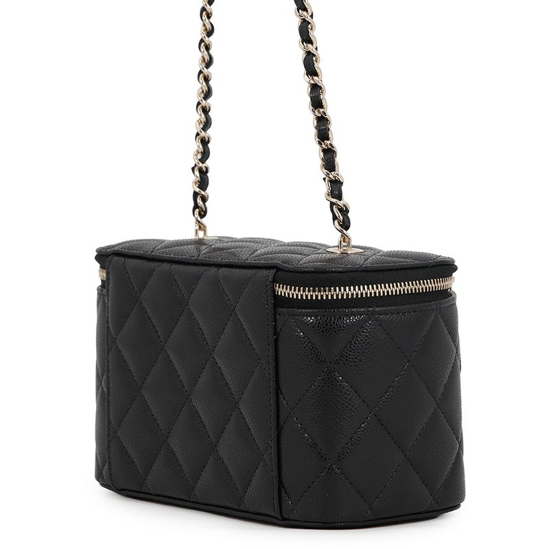 シャネル チェーンショルダーバッグ バニティケース ココマーク マトラッセ キャビアスキン AP1341 CHANEL 黒