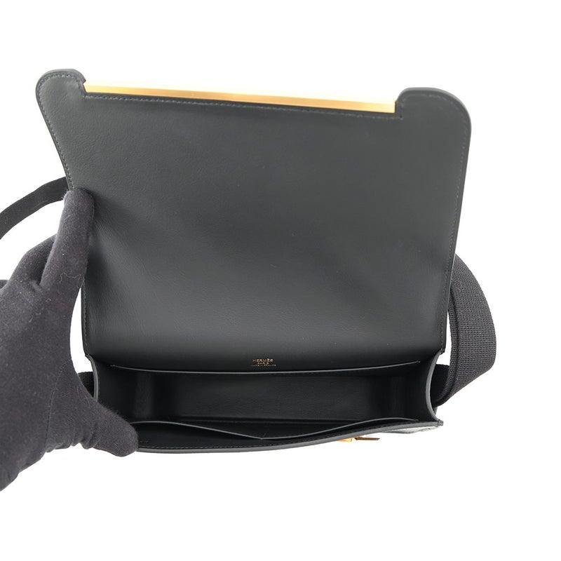 エルメス ショルダーバッグ ゲタ スリム ブラック/ゴールド金具 エプソン G刻印 HERMES 黒