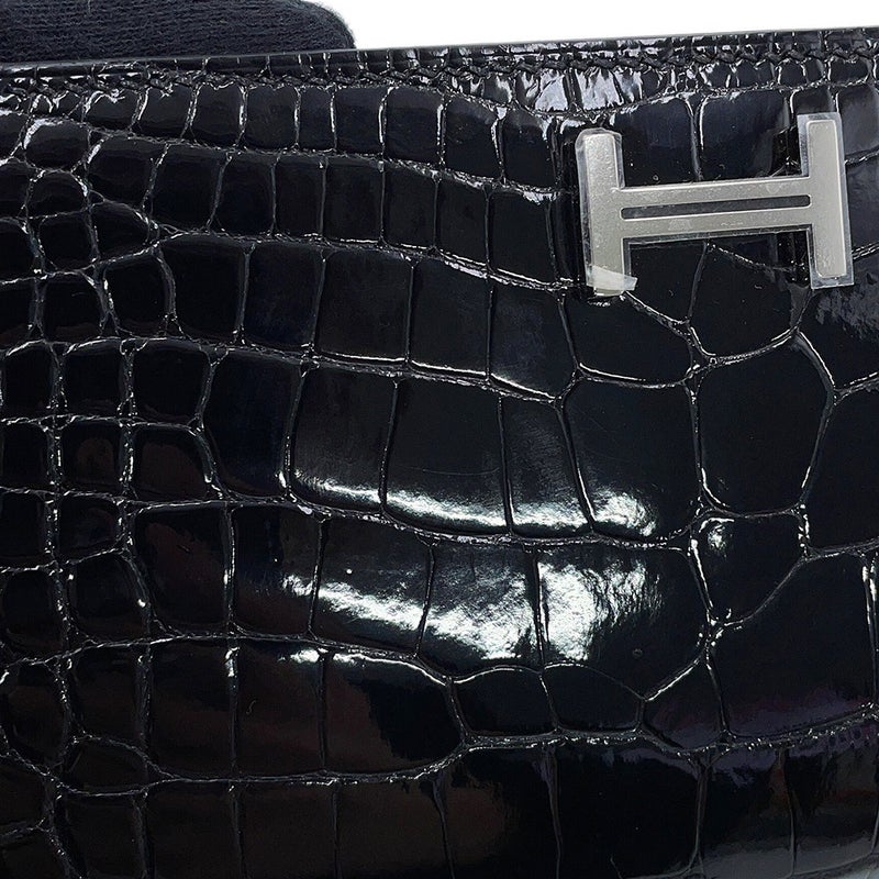 エルメス 長財布 ベアンスフレ ブラック/シルバー金具 アリゲーターシャイン K刻印 HERMES 黒