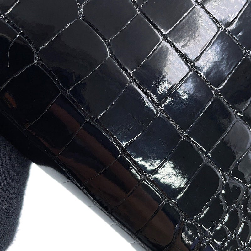 エルメス 長財布 ベアンスフレ ブラック/シルバー金具 アリゲーターシャイン K刻印 HERMES 黒