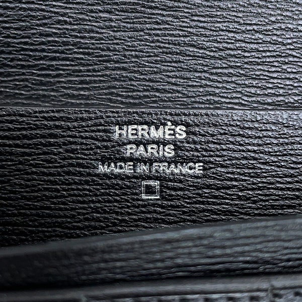 エルメス 長財布 ベアンスフレ ブラック/シルバー金具 アリゲーターシャイン K刻印 HERMES 黒