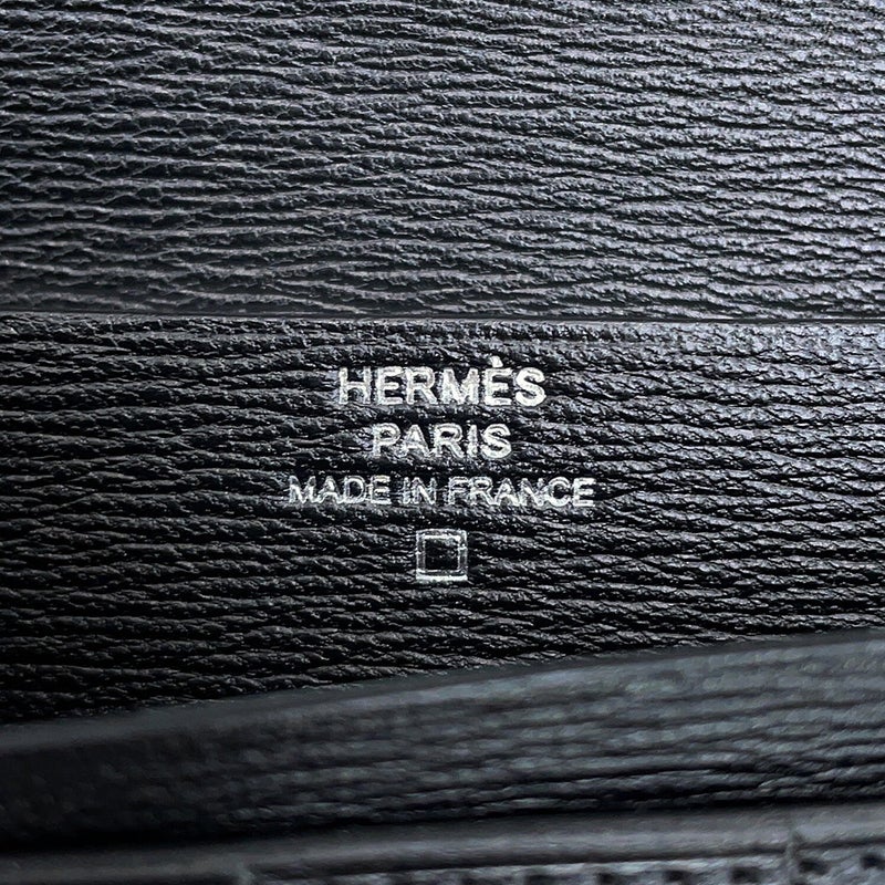 エルメス 長財布 ベアンスフレ ブラック/シルバー金具 アリゲーターシャイン K刻印 HERMES 黒