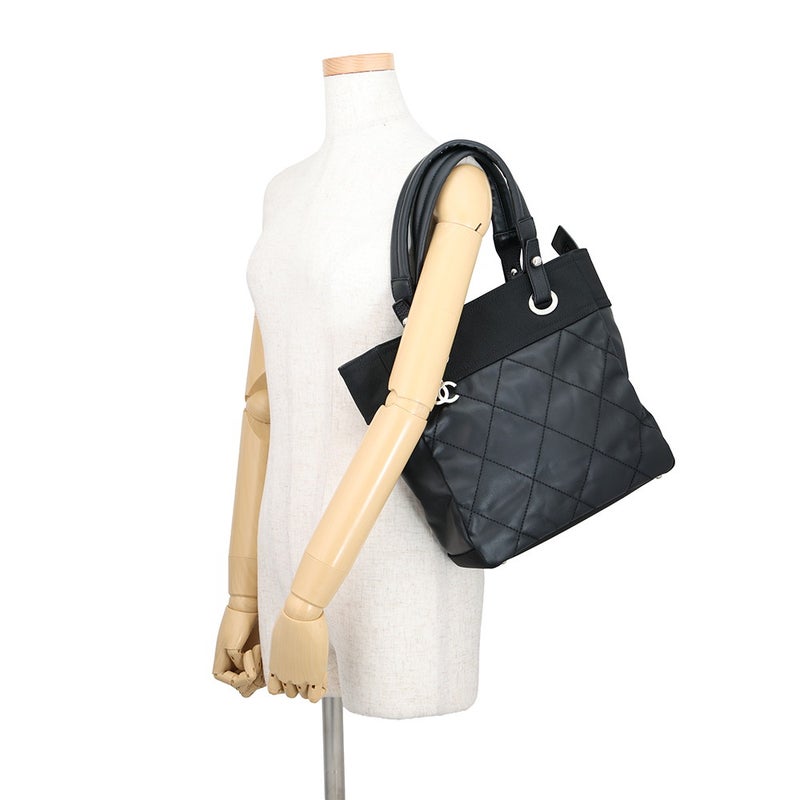 シャネル トートバッグ パリビアリッツトートPM マトラッセ ココマーク A34208 CHANEL 黒
