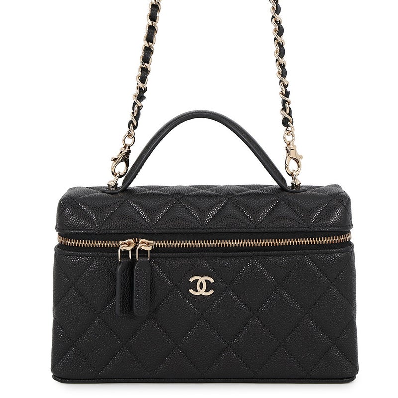 シャネル チェーンショルダーバッグ マトラッセ バニティ ココマーク キャビアスキン AP4385 CHANEL ヴァニティ 黒