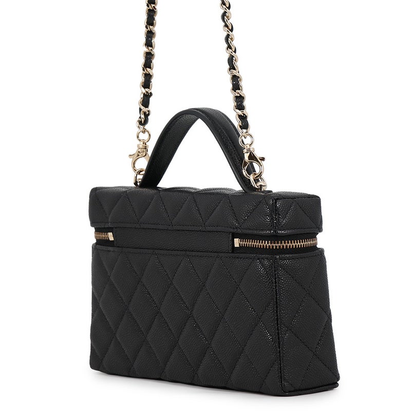 シャネル チェーンショルダーバッグ マトラッセ バニティ ココマーク キャビアスキン AP4385 CHANEL ヴァニティ 黒