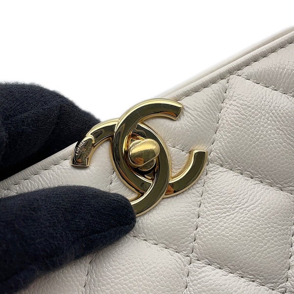 シャネル チェーントートバッグ マトラッセ ココマーク ショッピング キャビアスキン AS3953 CHANEL 白