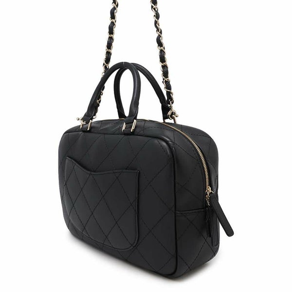 シャネル ハンドバッグ マトラッセ ココマーク ボーリングバッグ CHANEL 2WAYショルダーバッグ 黒