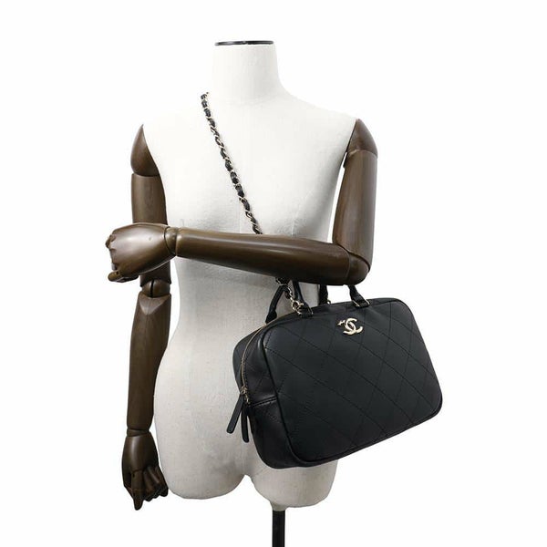 シャネル ハンドバッグ マトラッセ ココマーク ボーリングバッグ CHANEL 2WAYショルダーバッグ 黒