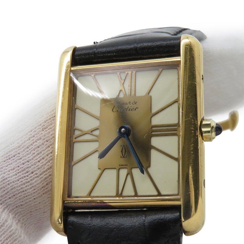 カルティエ マストタンク LM ヴェルメイユ 6 81006 Cartier 腕時計 アイボリー文字盤