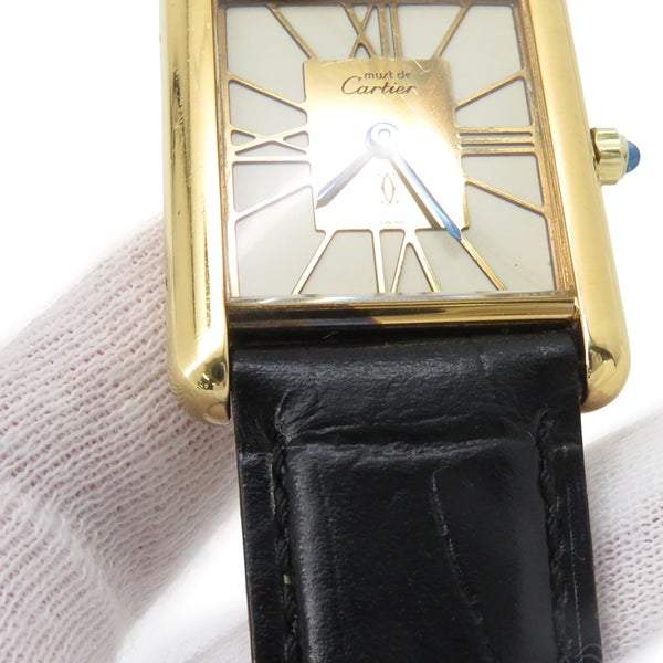 カルティエ マストタンク LM ヴェルメイユ 6 81006 Cartier 腕時計 アイボリー文字盤