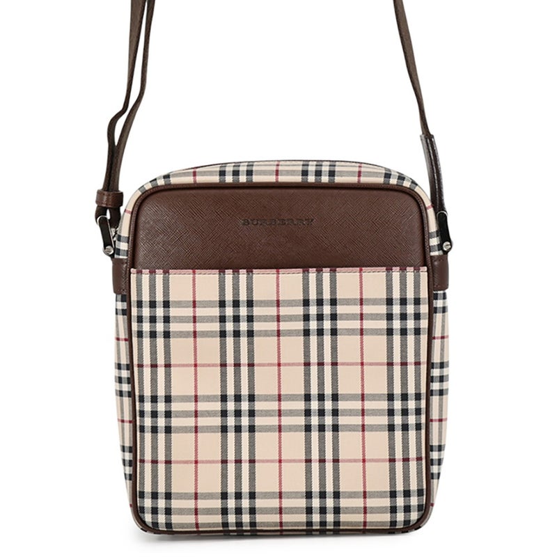 バーバリー ショルダーバッグ ノバチェック キャンバス/レザー BURBERRY 黒