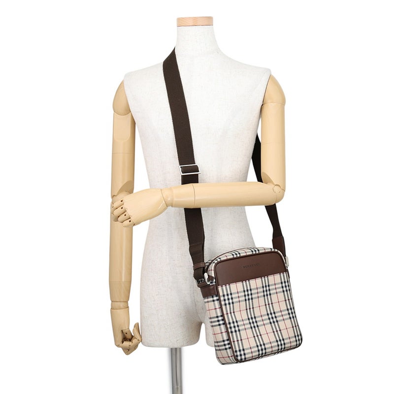 バーバリー ショルダーバッグ ノバチェック キャンバス/レザー BURBERRY 黒
