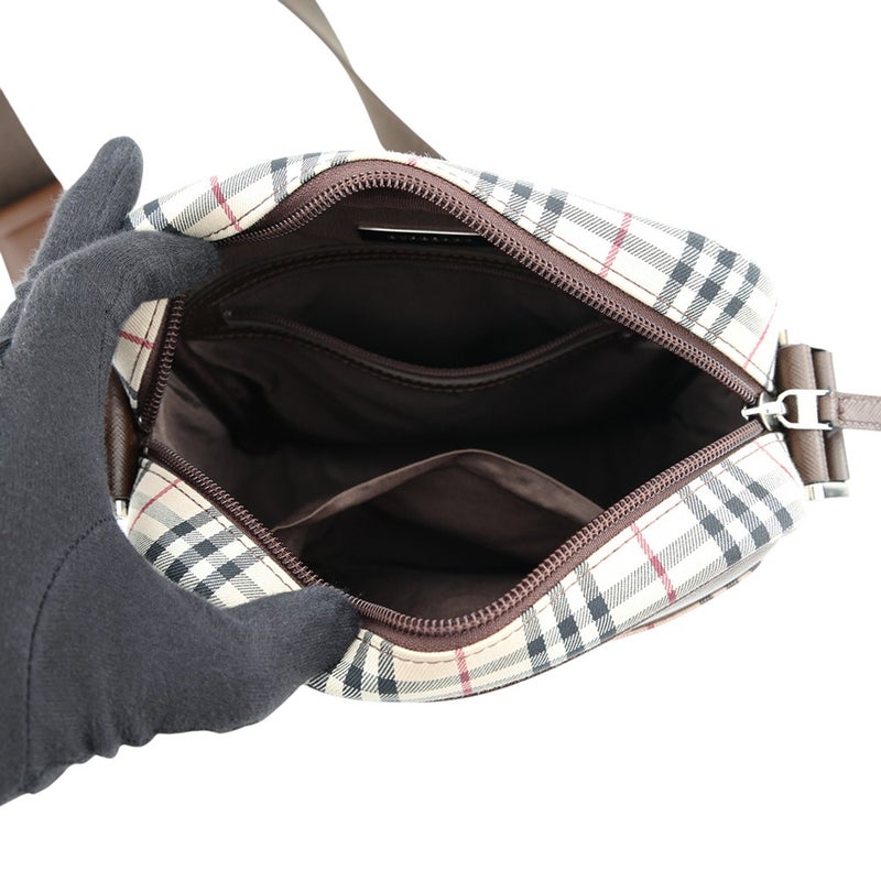 バーバリー ショルダーバッグ ノバチェック キャンバス/レザー BURBERRY 黒