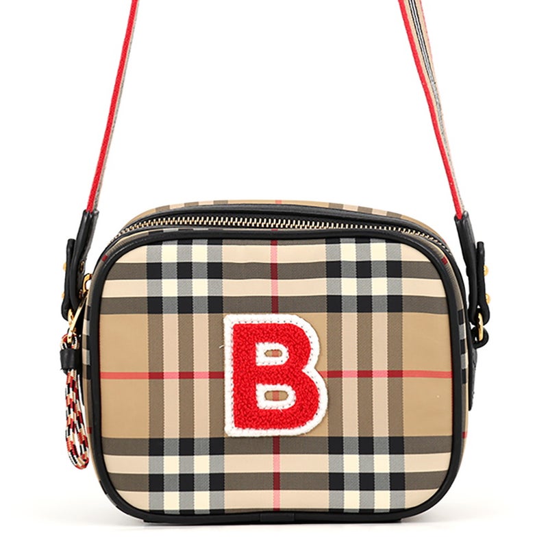 バーバリー ショルダーバッグ ノバチェック Bワッペン ナイロン/レザー 8023901 BURBERRY ブラック 黒
