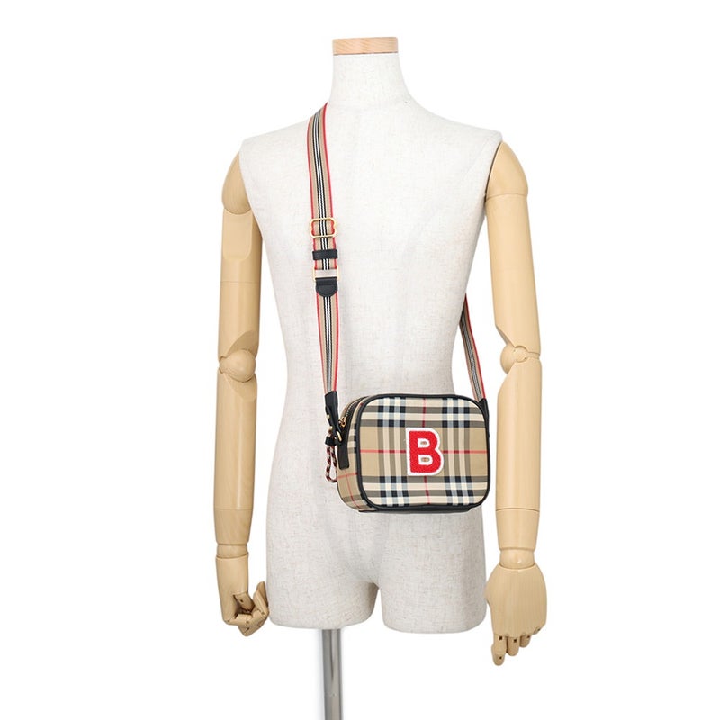 バーバリー ショルダーバッグ ノバチェック Bワッペン ナイロン/レザー 8023901 BURBERRY ブラック 黒