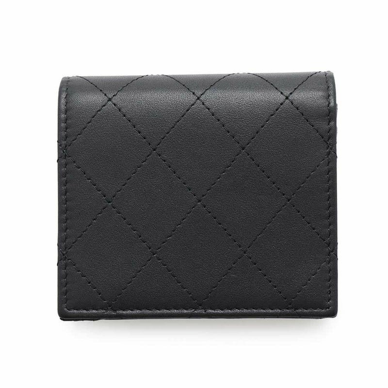 シャネル 二つ折り財布 ココマーク マトラッセ スモールウォレット AP4381 CHANEL 黒