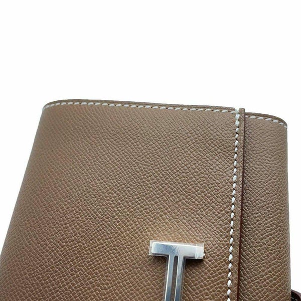 エルメス 三つ折り財布 ベアン コンビネ エトゥープ/シルバー金具 ヴォーマダム B刻印